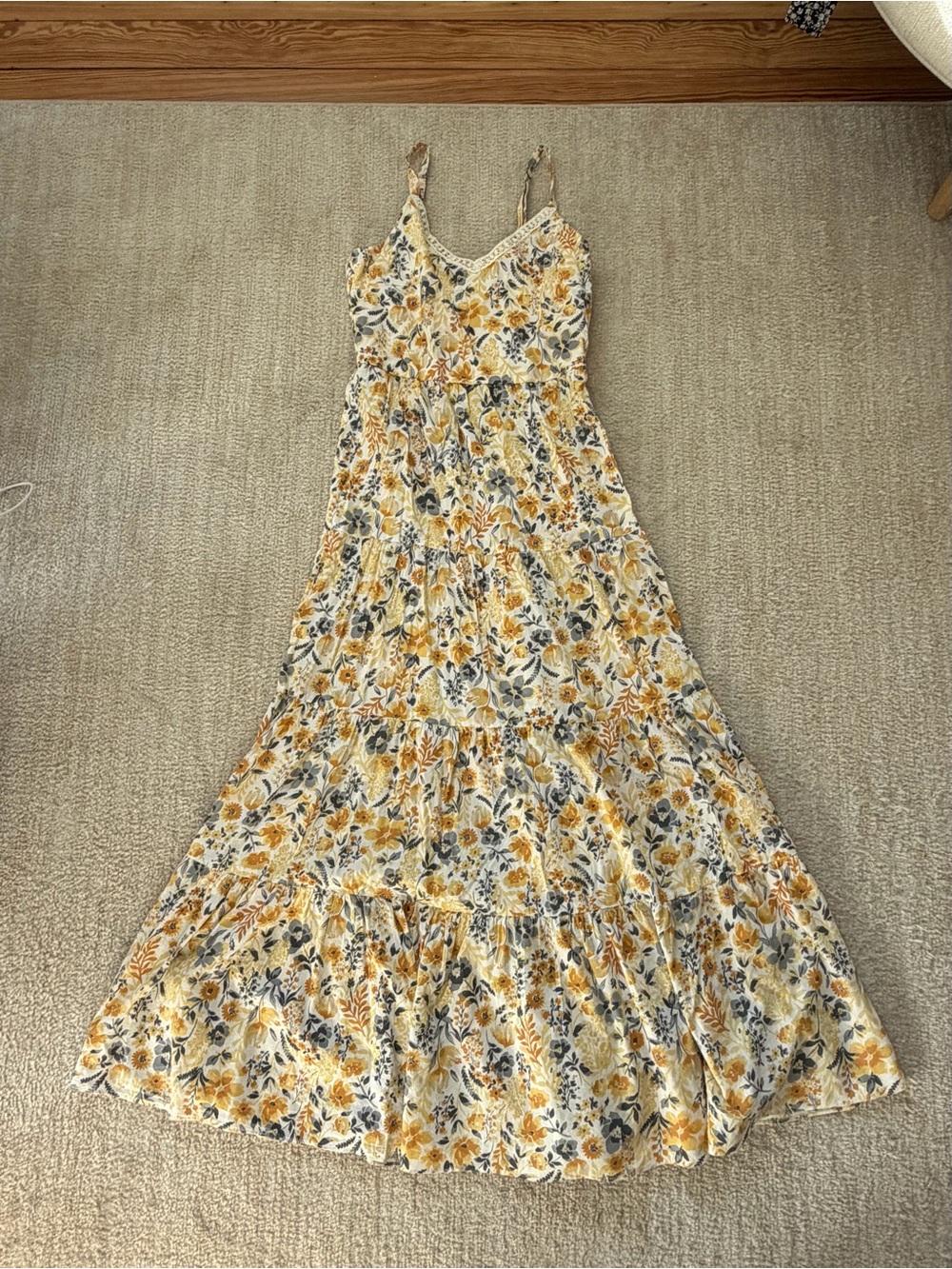 Joie Yellow Floral Maxi Dress with Spaghetti Straps